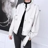 Kvinnor läder 2023Leather Coat Autumn Women dragkedjor kort fårskinn äkta jacka casual punk löst fit bombare bf stil b