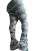 Pantalons Femmes Hiver Femmes Coloré Rayé Peluche Personnalisé Fourrure Empilé Mode Taille Haute Cloche Bas Chaud Pantalon À Tricoter