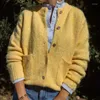 Kobiety damskie 2024 Kobiety ulicy dojazdowe ciepłe dzianiny moda Solid Kolor Swetery jednokierunkowe Kobieta biuro długi rękaw
