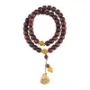 Strand Natural Purple Light Sandalwood Multi Loop Handkedja Blod Buddha Pärlor Datum Trä Lotus Crown Armband Smycken