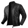 Abrigo vintage informal de piel sintética para hombre, traje de otoño para hombre, chaqueta de vaca de capa superior con diseño de bolsillo a la moda para motorista 231120