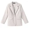 女性のスーツゆるい衣類女性コートとジャケットブレザーアウターソリッドホワイト韓国ファッション2023到着