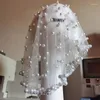 Voiles de mariée perles fard à joues de mariage court perlé chapeaux mariée voile accessoire femmes cheveux