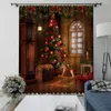 Cortina 3D patrón cálido familia chimenea cortinas para dormitorio ampliar espacio Navidad tela fina ventana cortinas de cocina