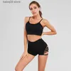 Yoga Outfit Summer Side Weave Hollow Courir Shorts d'entraînement Femmes Taille haute Sport Pantalon de danse Gym Fitness Vêtements Yoga Biker Shorts T230421