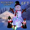 Party Decoration 1.8 Meters Inflatable Snowman With Rotating Light Ornament Model For Yard Festival Backyard