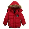 Down Coat 2-6 yıl Sonbahar Kış Boys Ceket Sıcak kürk yaka moda kız bebek kat kapüşonlu fermuar dış giyim doğum günü hediyesi çocuk kıyafetleri 231120