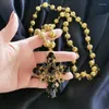 Catene Trend Collana con pendente a croce grande nera per le donne Accessori per gioielli vintage a catena lunga color oro antico 2023 103 KO8Chains