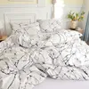 Sängkläder set svartvitt uppsättning för dubbelsäng Sabanas Cama Matrimonial Queenking Comporter Set Single Däcke med kudde 231121