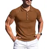 Herren Polos Herren Poloshirt mit Gewinde Sommer Laufen Sport Fitness Kleidung Muskel Slim Fit Kurzarm T-Shirt V-Ausschnitt Kragen Lässige Oberteile 230421