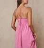 Klädfabrik Anpassad högkvalitativ smockad kroppsband Sexig klänning mjuk tvättad bomullslinne kvinnor klänningar avslappnad sommar