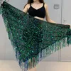 Stage Wear Womens Sequin Tassel Skirts Rave Fringe Hip Scarf For Festival Performance Show Costume Glitter Sparkly Wrap Belt Outfit