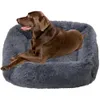 kennels pens Square Large Dog Bed Fluffy Cat Bed Long Plush Pet Sofa Mat Dogs House Kennel Winter Warm Sleeping Pets Supplies Calming Cushion 231120