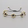 Charmarmband Yastyt Flower Braclets Black Gold Color Beads Armband för kvinnor Trendiga 2023 Justerbart rep Japan pärlsmycken