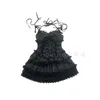 Casual Kleider Frühling Sommer Adrette Gothic Mädchen Sexy Sling Kleid Balck Plissee Mini Short Plaid Damen Ärmellos Großes Pendel 230421