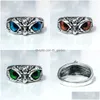 Cluster Rings Bk Lots 30Pcs Colour Eyes Owl Vintage Mix Retro Punk Gothic Rock Men Women Cool Party Gifts Jewelry Drop Delive Dhgarden Dhhoj