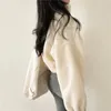 Kvinnors jackor beskurna faux päls fleece jacka y2k lamm ull överdimensionerade förtjockna rockar koreanska streetwear moto cyklist blixtlås