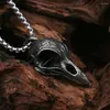 Colliers pendants Style vintage en acier inoxydable Viking Crow Skull Collier pour hommes Fashion Unique Animal Amulet Jewelry Gift