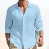 Casual overhemden voor heren Heren herfst button-down wafel revers enkele rij knopen lange mouwen geruite check fit tops effen vakantie tee shirt