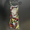 Robe de luxe pour femmes, jupe multicolore, dos nu, de styliste, robe de plage, de vacances, d'été