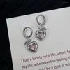 Kolczyki obręcze U-Magical Korean Fashion Pink Love Serce Crystal Układki dla kobiet modna jabłko srebrna metalowa biżuteria imprezy