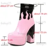 Boots Big Size 43 Elegant Boots Zip High Heels Platform Women Shoes Luxury Designer Trendy Flame Color Sexy Dress Office Winter Shoes T231121