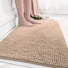 Badmattor Chenille förtjockar Super Water Absorbent Mat Soft Bekväm anti-halkbadkar Sidmatta mattan Lätt att rengöra badrum