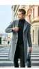 Hommes laine mélanges automne hiver laine Trench manteaux couleur unie simple boutonnage revers longue veste pardessus mode décontracté 231120