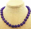 Chaînes Bijoux de mode Collier de perles rondes en jade violet naturel de 10 mm pour femmes