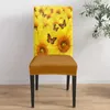 Housses de chaise jaune tournesol papillon fleurs plante salle à manger couverture cuisine extensible Spandex siège housse pour banquet fête de mariage