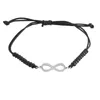 Charm Bracelets Women Bracelet 8 Infinity Connector Stainless Steel Pendant Adjustable Cord Black Red Color Rope