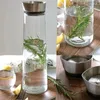Garrafas de água com tampa inoxidável garrafa de vidro fervendo a frio com jarro de suco alto jarro de aço borosilicato