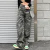 Vrouwen Jeans 2023 Camouflage Cargo Broek Vrouwen Y2K Streetwear Laagbouw Zakken Retro Wijde Pijpen Broek Denim Rechte Harajuku