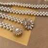 Riemen dames strass pearl taille ketting mode jurk decoratieve elastische riem meisjes zoete bloemen zegel