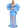 2023 Mermaid Sky Blue Prom jurk kristallen veer formeel feestavond tweede receptie verjaardagsbetrokkenheid bruidsmeisje jurken jurken zj002