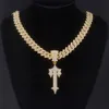 RSQ 13mm Hip Hop Diamond Letter T Necklace Pendant Högkvalitativ bokstav Kubansk kedjehänge halsband