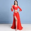 Scene Wear Belly Dance Top Long Kjol Set Sexiga kvinnor passar Carnaval Disfraces vuxna kostym flickor rave festivalkläder