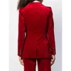 Womens Two Piece Pants Winter Set Velvet 2 -Piece One Button Leather Collar Lapel Jacket Luxury Elegant Party 231120