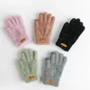 Gants à cinq doigts Gants tricotés Hiver Chaud Écran épais Gants de fourrure Mitaines solides pour téléphone portable Tablette Pad Gant de laine de cachemire pour femmes 231120