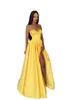 Sexy Yellow A Line Prom Dresses Long for Women Spaghetti Straps Sweetheart High Side Split Formal Occasions Evening Birthday Party Second Reception Pageant Gowns