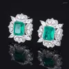 Stud Earrings SpringLady Vintage 925 Sterling Silver Emerald Ruby Gemstone Studs For Women Lab Diamond Wedding Party Fine Jewelry