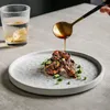 Teller, japanische kreative Keramikplatte, Steinmuster, flache, gerade Kante, kurzes, imaginäres Gericht, Restaurant