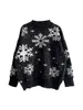 Women's Sweaters Women Cute Christmas Casual Snowflake Print Warm Long Sleeve Pullover Holiday Ugly Knit Sweater Jumper Top