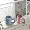 Mugs Cute Ceramic Mugs Coffee Cups Korea Kawaii Designer Circle Bubble Coffee Cups Breakfast Milk Juice Tea Handle Cup Microwave Safe 231121