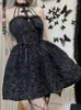 Casual Dresses 2023 Vintage Halter Black Gothic Emo Party Halloween Costume Mini Cosplay One Piece Grunge Lace Y2k Kawaii Lolita Dress