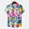 Men's Casual Shirts Summer Hawaiian Shirt Button Up Camp Collar Light Pink Black Yellow Blue Short