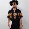 Camisas casuales para hombres WACKO MARIA Otoño Esqueleto Fantasma Cabeza Impresión Camisa Hombres Mujer Verano Estilo hawaiano Manga corta