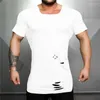 T-shirts pour hommes Vêtements de fitness d'été Chemise de compression Hommes Ripped Hole T-shirts Hommes Slim Fit Tees Hommes Hip Hop Gyms T-shirt serré