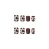 Faux ongles 24 pièces/boîte automne hiver marron imprimé léopard portable fausse presse sur tête carrée couverture complète détachable ongles finis