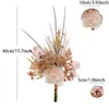 Decorative Flowers Pampas Artificial For Wedding Decorations Centerpiece Peony Bouquet Champagne Big Fake Roses Home Table Room DIY Arrange